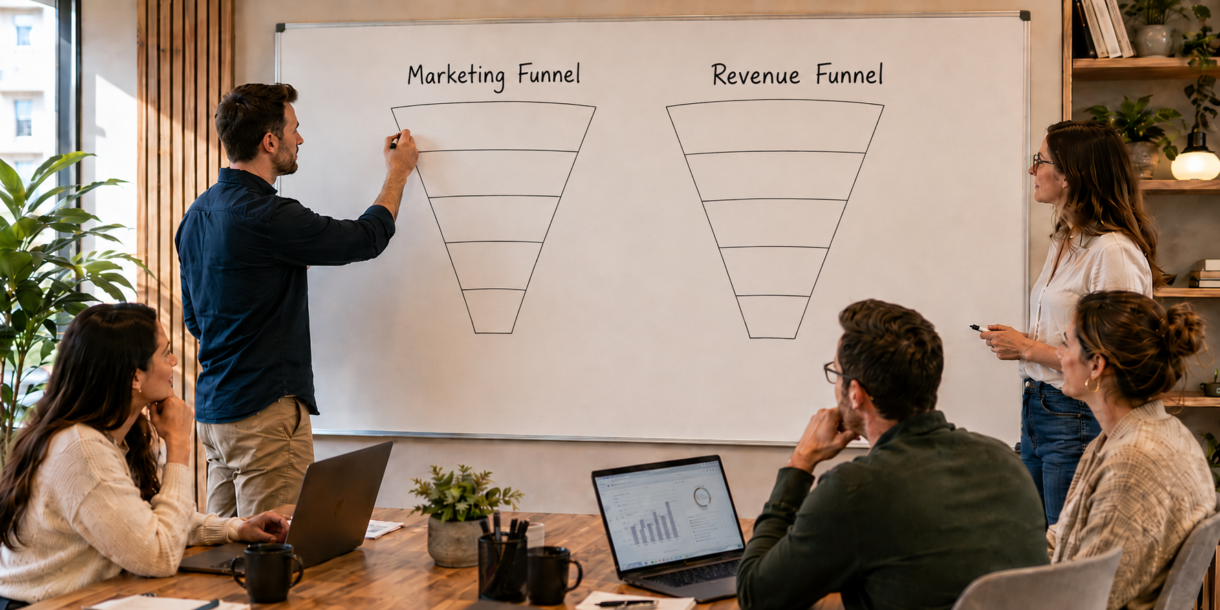 Conceptual image representing the topic: B2B Marketing Funnel vs Revenue Funnel: A Framework.