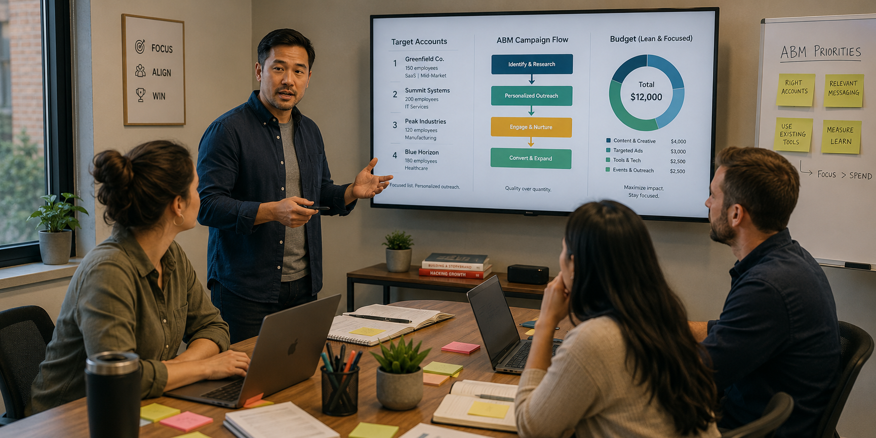 Mid-market B2B team running a lean account-based marketing play targeting a focused list of Columbus accounts